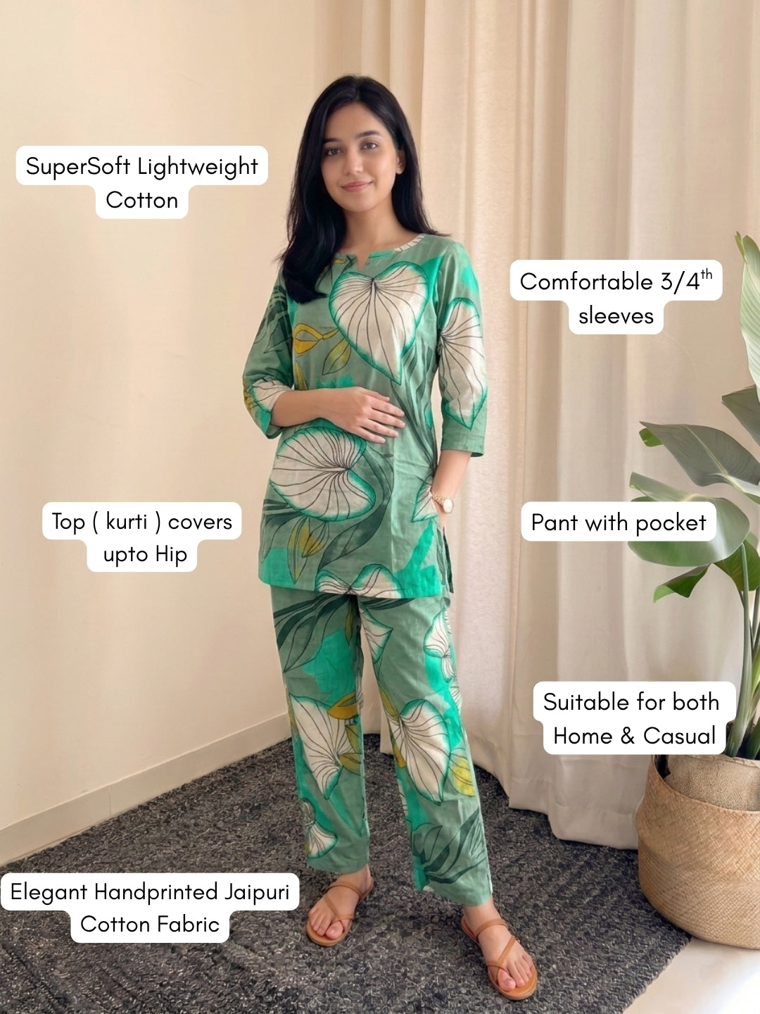 Lotus Leaf - Sea Green - Cord Set - Pure Cotton