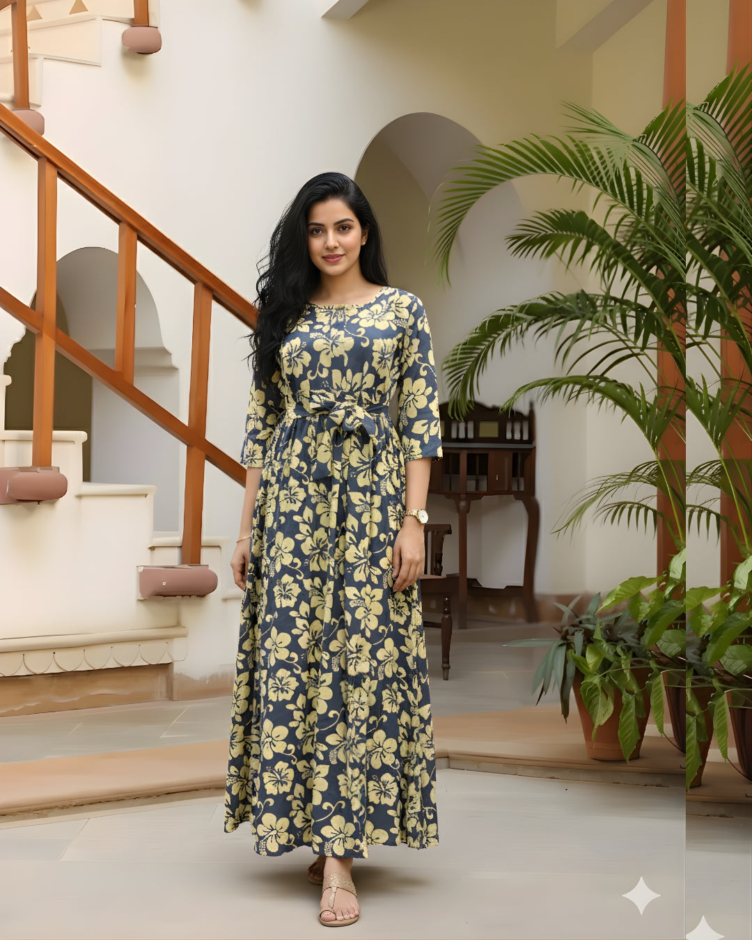 Daisy Flower Grey - Maternity Kurti with Feeding Zips - Soft Rayon