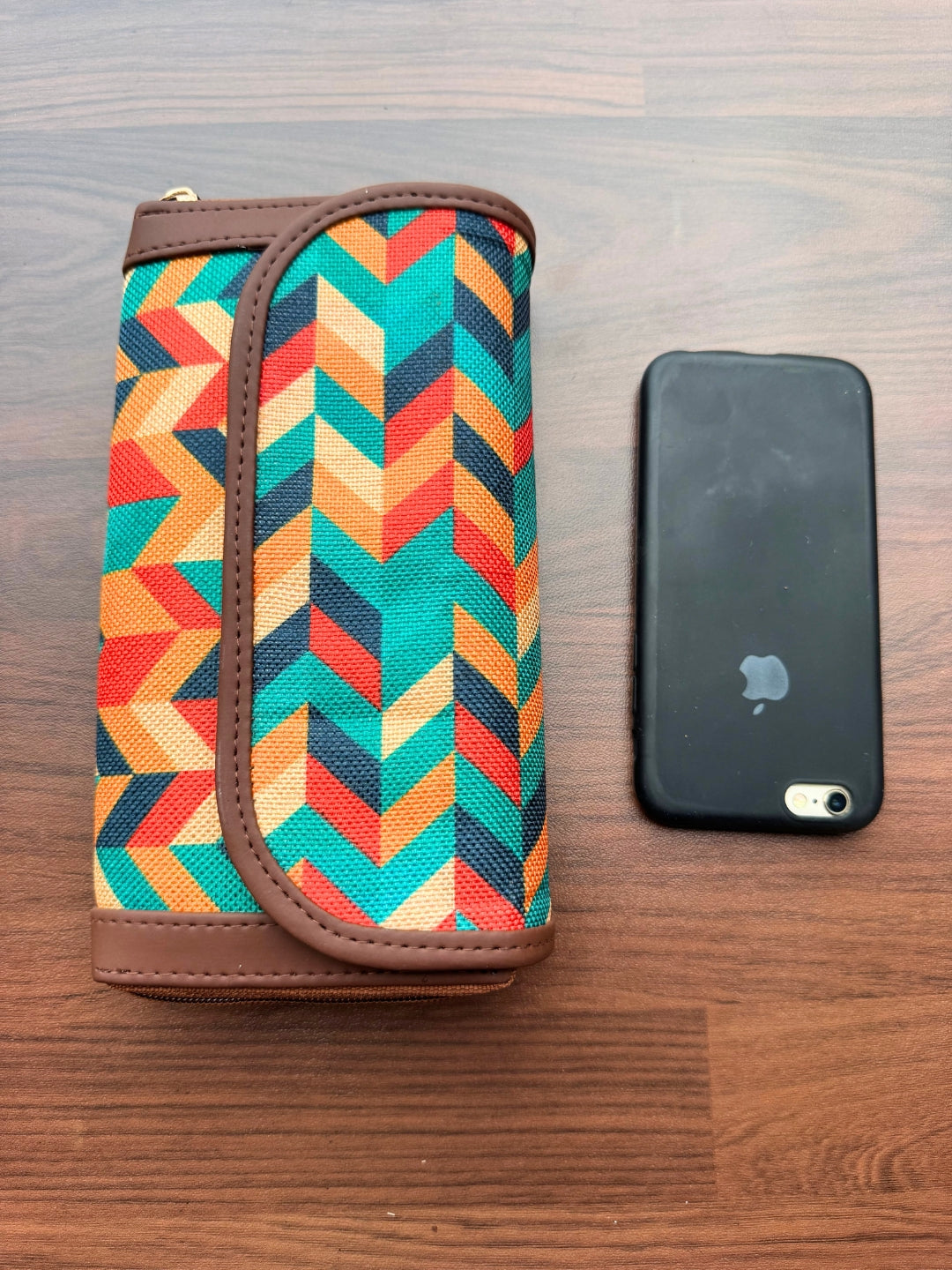 Blue Red Orange Wave - 2 pockets  - Trendy & Beautiful Womens Wallet