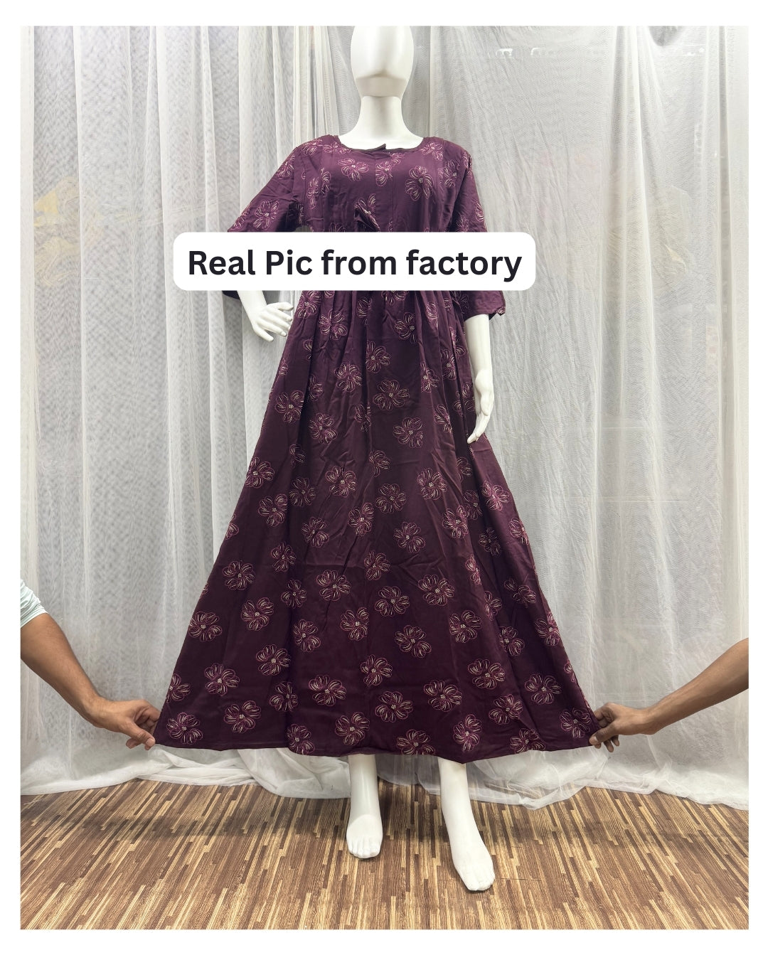 Sketch Purple Flower - Maternity Kurti with Feeding Zips - Soft Rayon