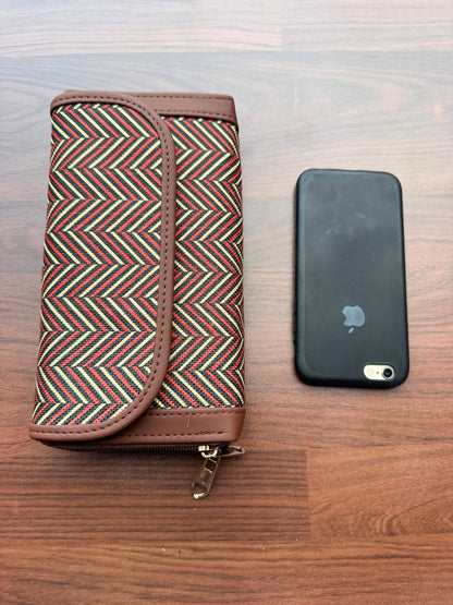 Black Maroon Wave - 2 pockets  - Trendy & Beautiful Womens Wallet