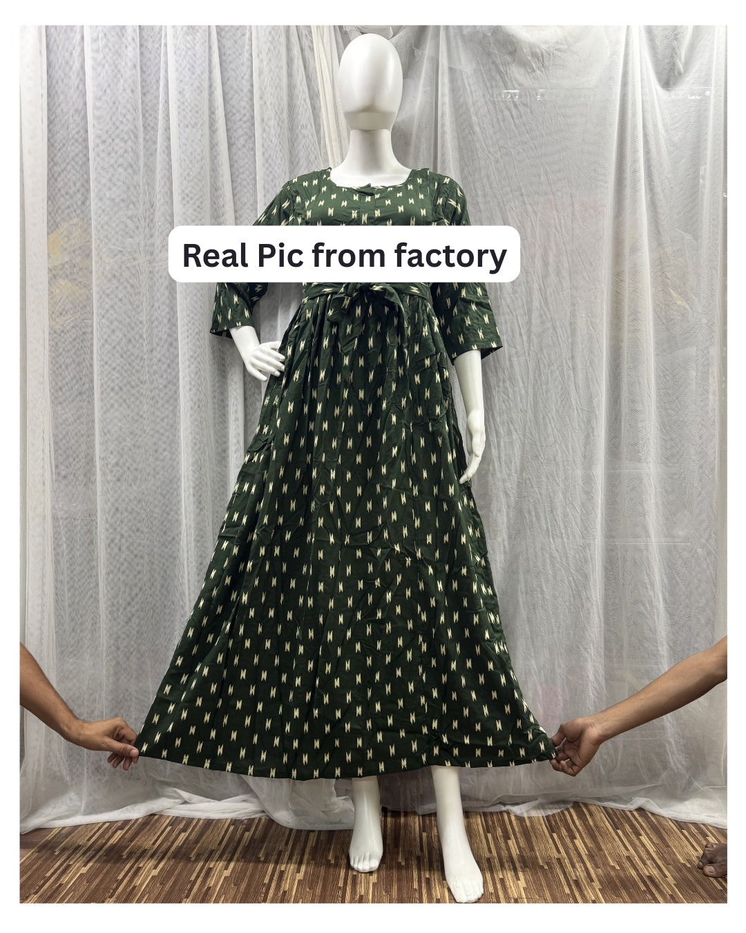 Green Fine - Maternity Kurti with Feeding Zips - Soft Rayon