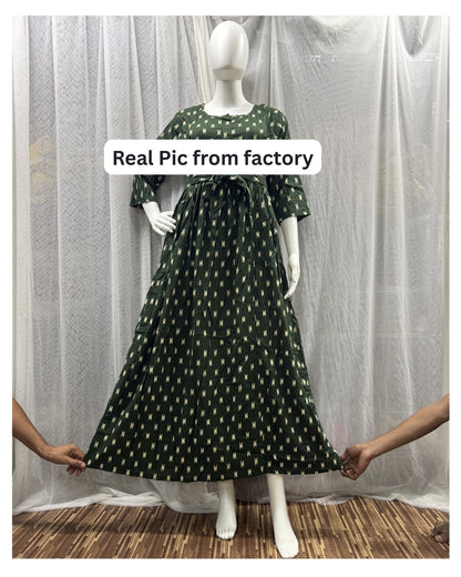 Green Fine - Maternity Kurti with Feeding Zips - Soft Rayon