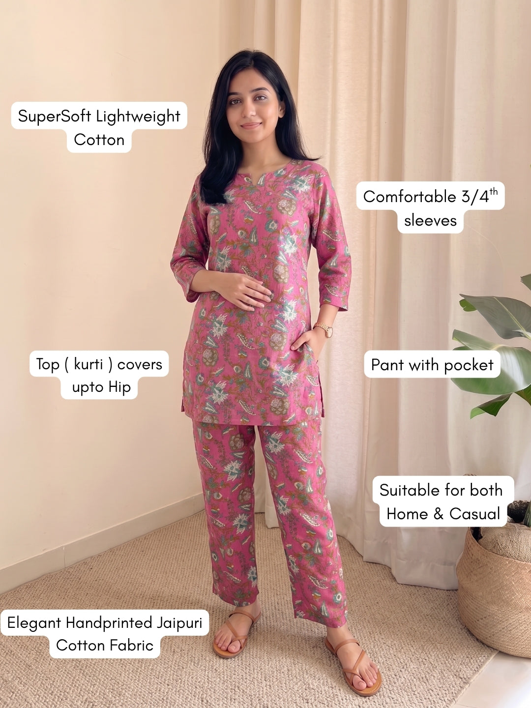 Pink Blue White - Cord Set - Pure Cotton