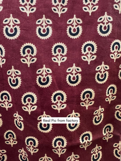 Maroon SUnflower Ajrakh - Cord Set with White Pant - Pure Cotton