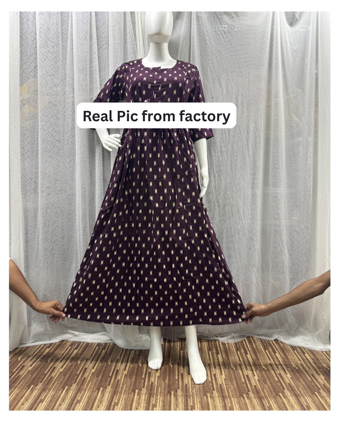 Purple Fine - Maternity Kurti with Feeding Zips - Soft Rayon