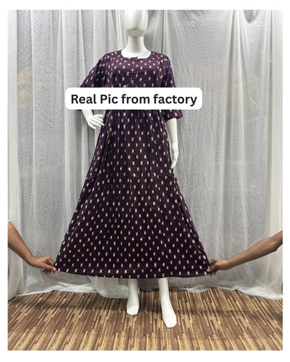 Purple Fine - Maternity Kurti with Feeding Zips - Soft Rayon