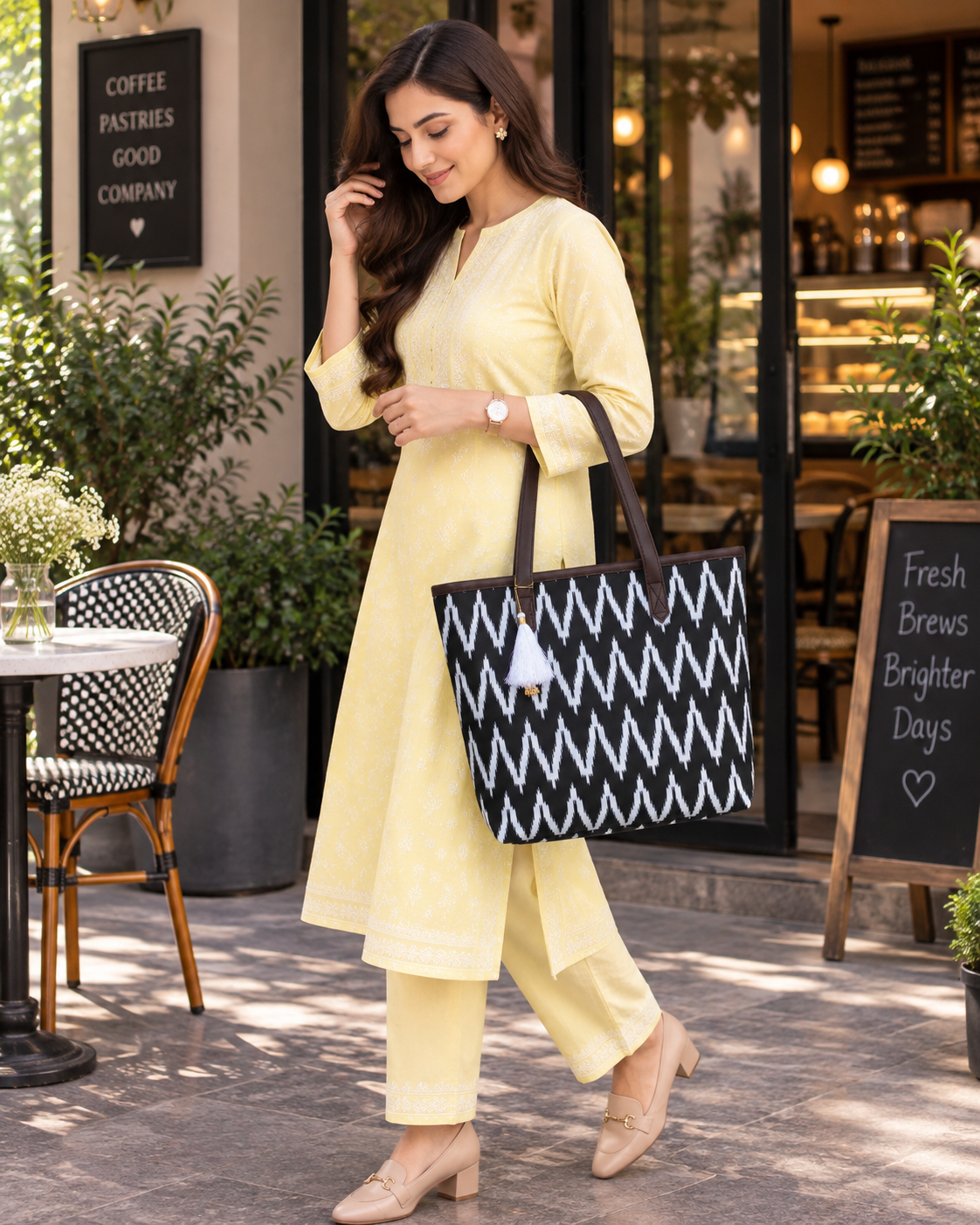 Black Zigzag - Printed Tote Bag