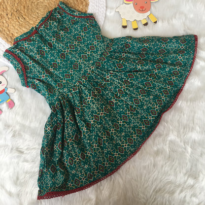 Baby Frock - Firozi Ajrakh