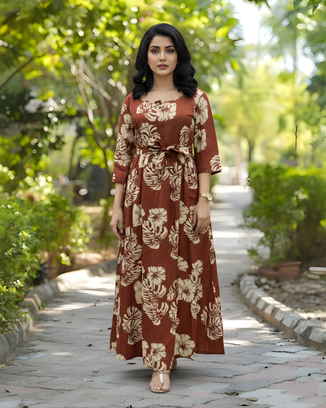 Swiss Cheese - Maroon - Maternity Kurti with Feeding Zips - Cotton Flex - Thicker Fabric