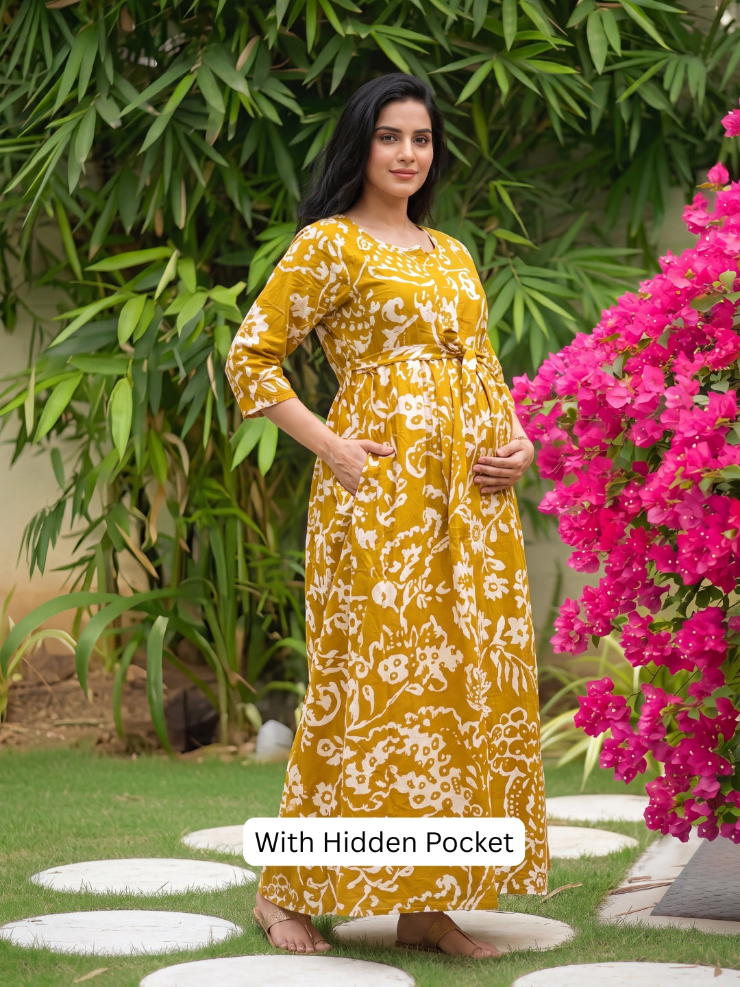 Florenza Yellow - Maternity Kurti with Feeding Zips - Soft Rayon