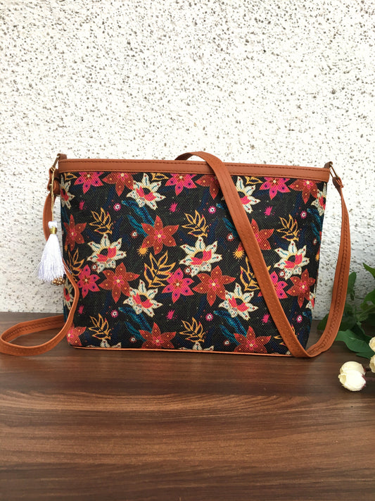Minsk - 3 zip- Big size - Sling Bag - Night Flower