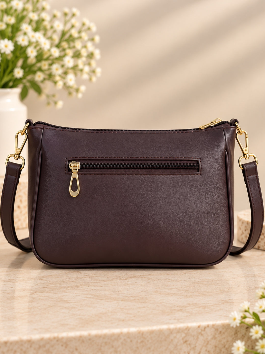 AMARA - Royal Black Grey Flower - Shoulder Bag Cum Sling