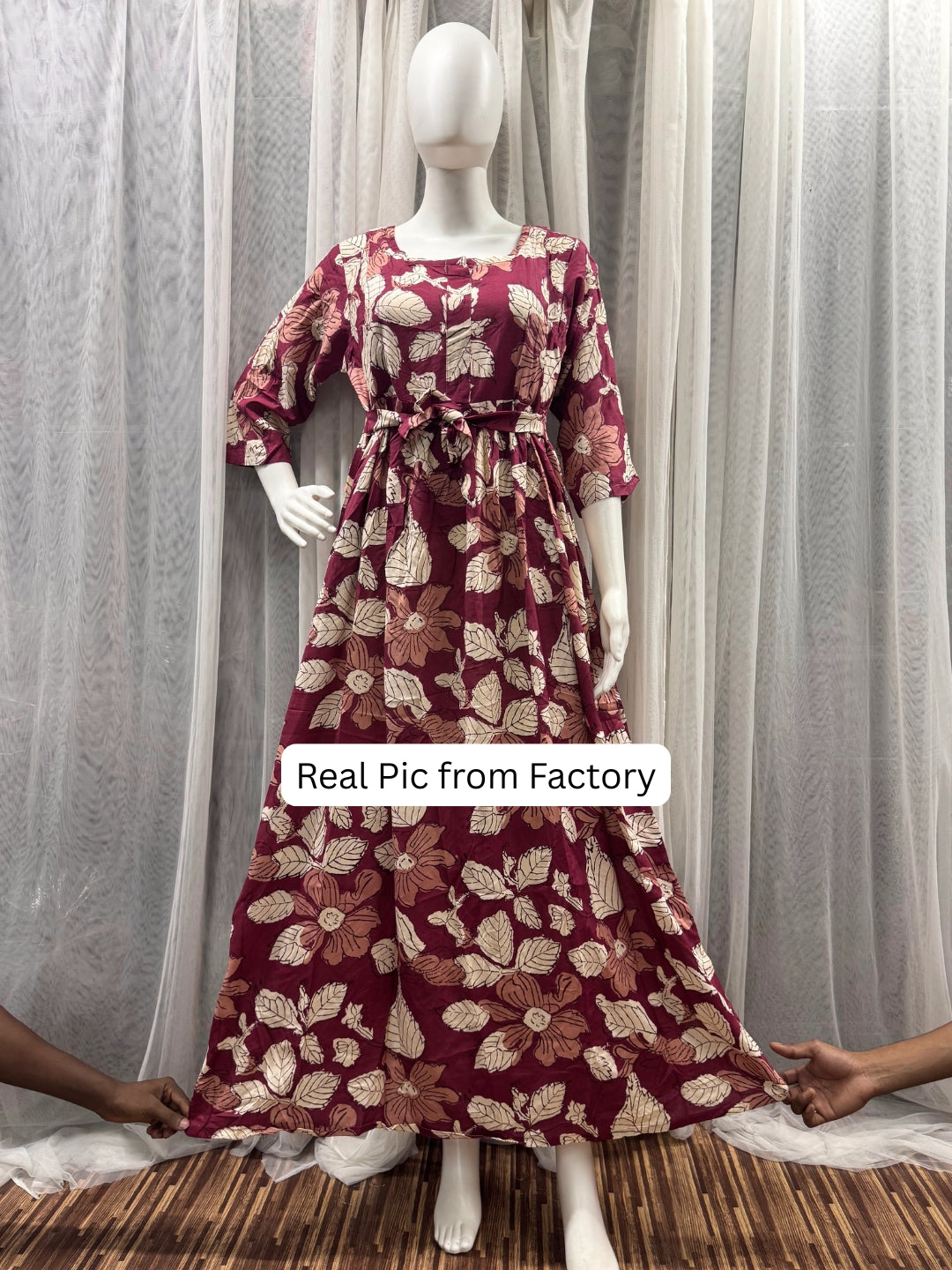 Pastel Maroon - Maternity Dress with Feeding Zips - Soft Rayon