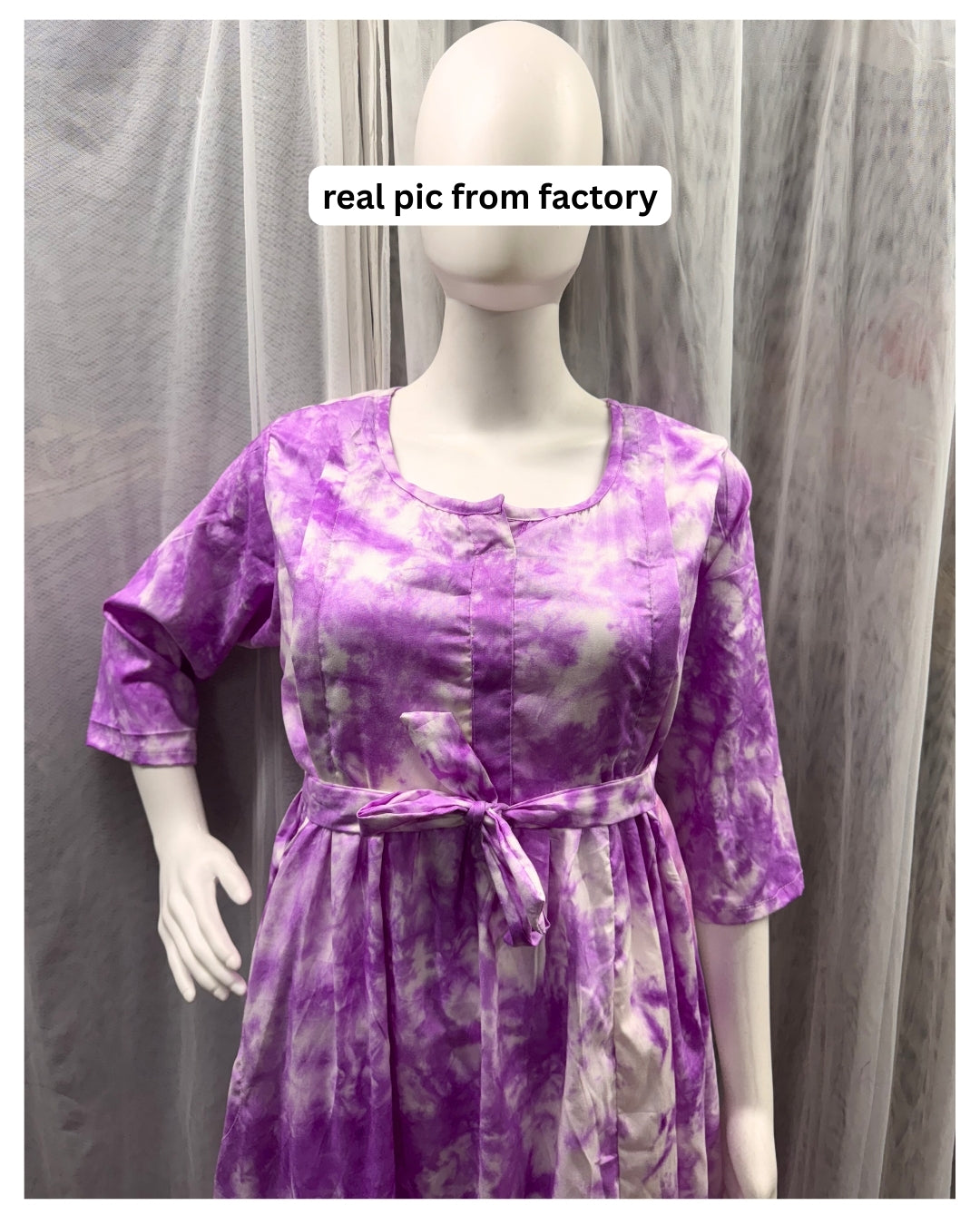 Tie Dye - Purple - Maternity Kurti with Feeding Zips - Soft Rayon