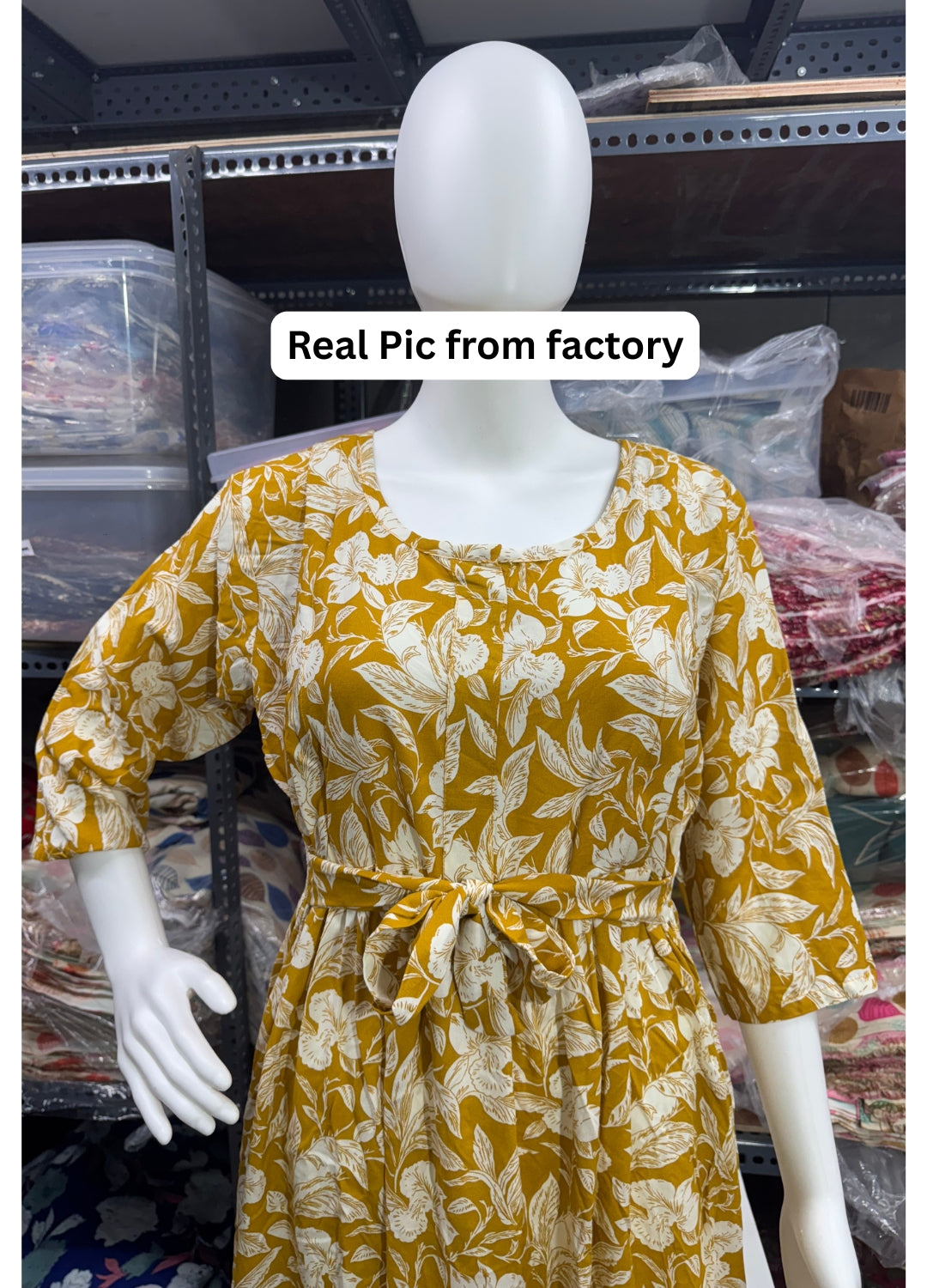 Yellow White - Maternity Kurti with Feeding Zips - Soft Rayon