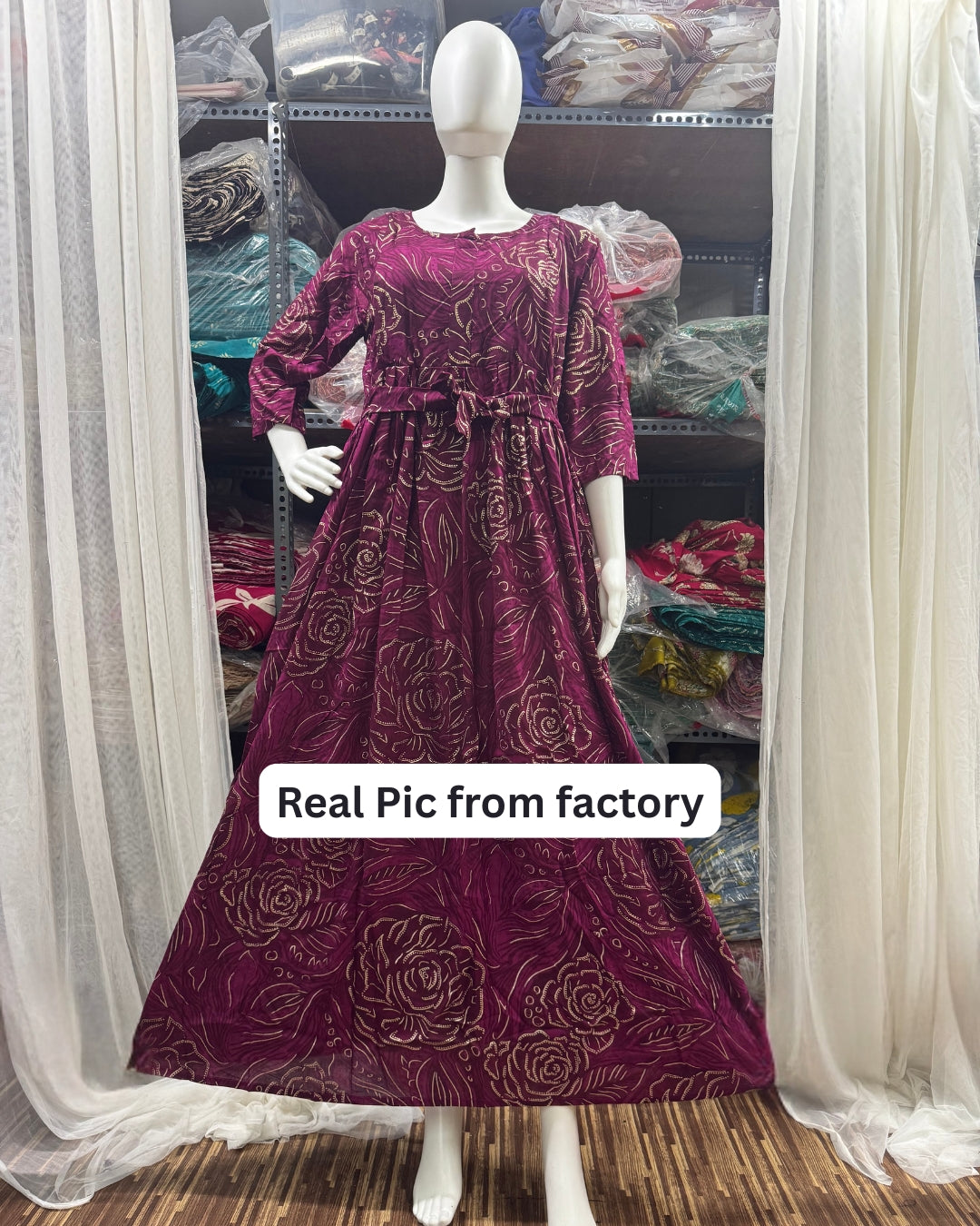 Purple Rose Gold - Maternity Kurti with Feeding Zips - Soft Rayon