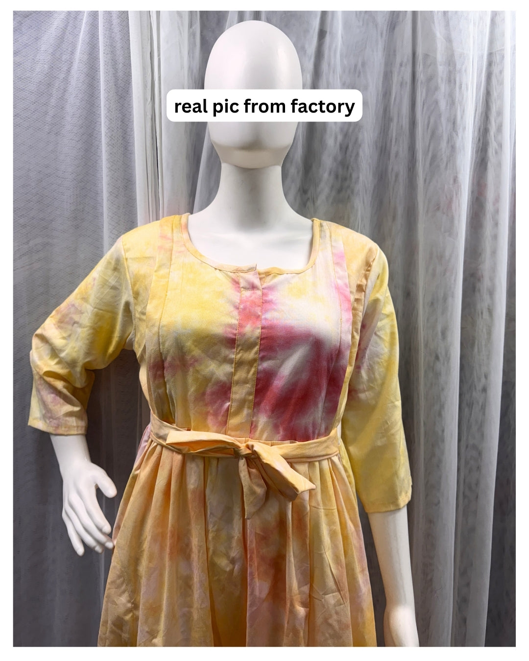 Tie Dye - Yellow - Maternity Kurti with Feeding Zips - Soft Rayon