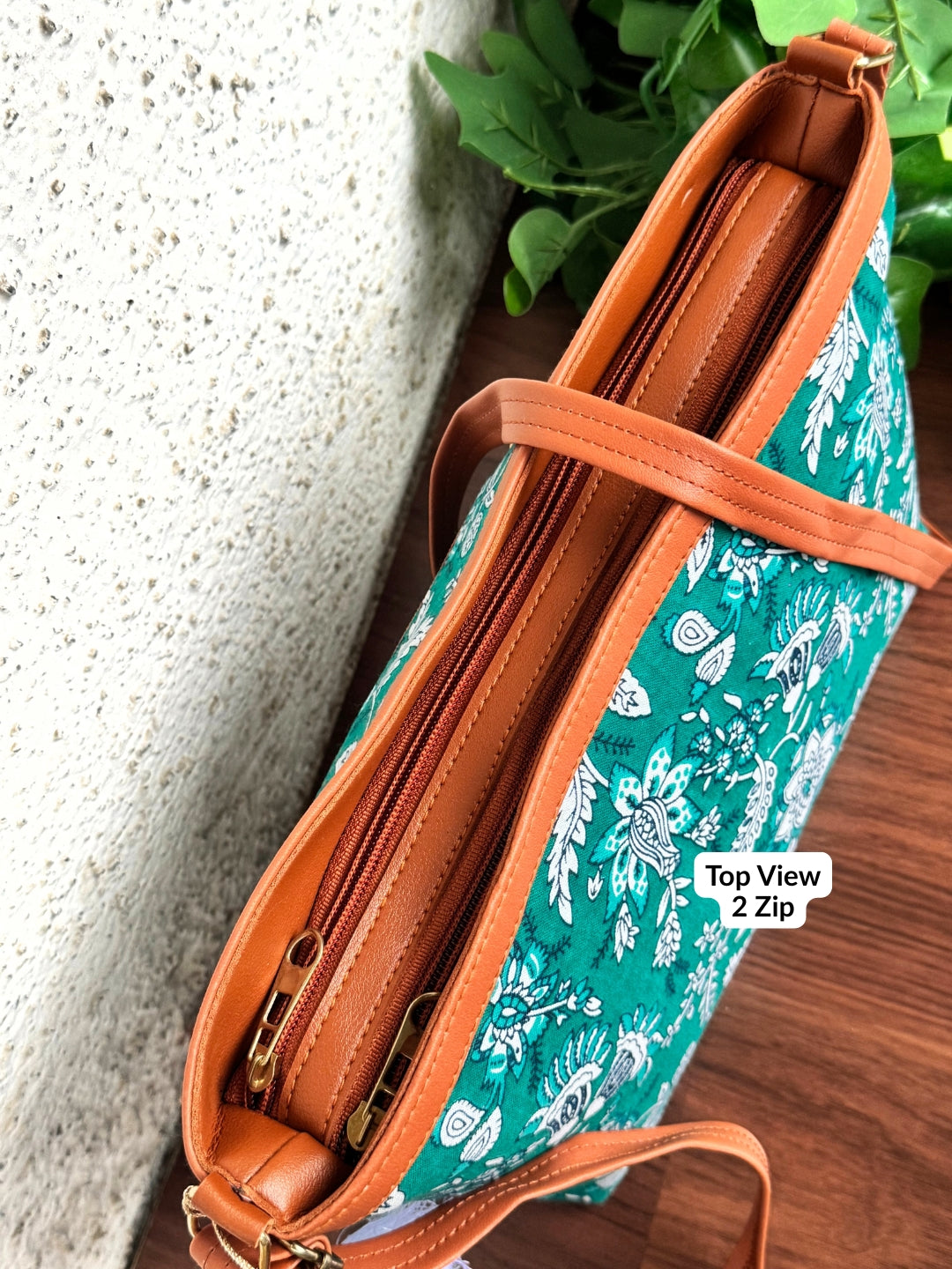 Minsk - 3 zip- Big size - Sling Bag - Sea Green Forrest