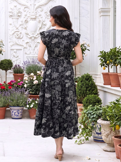 Black Lotus - Sleevless Midi Dress - Soft Rayon