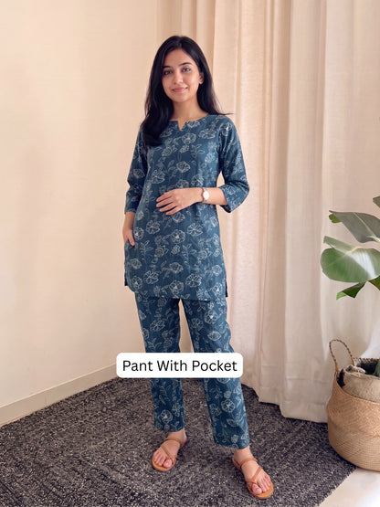 Muli Flower Blue - Cord Set - Pure Cotton