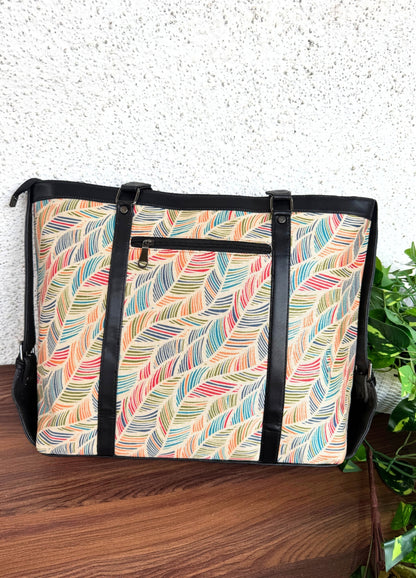 Multi Leaves - Office & College Tote Bag with Laptop Compartment