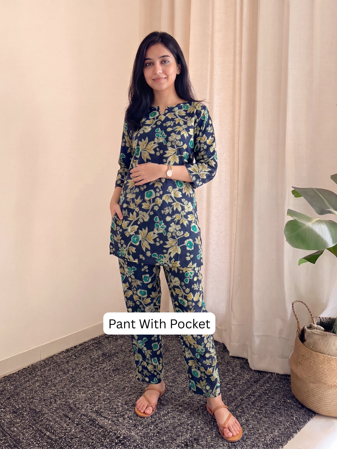 Blue Yellow Flower - Cord Set - Pure Cotton