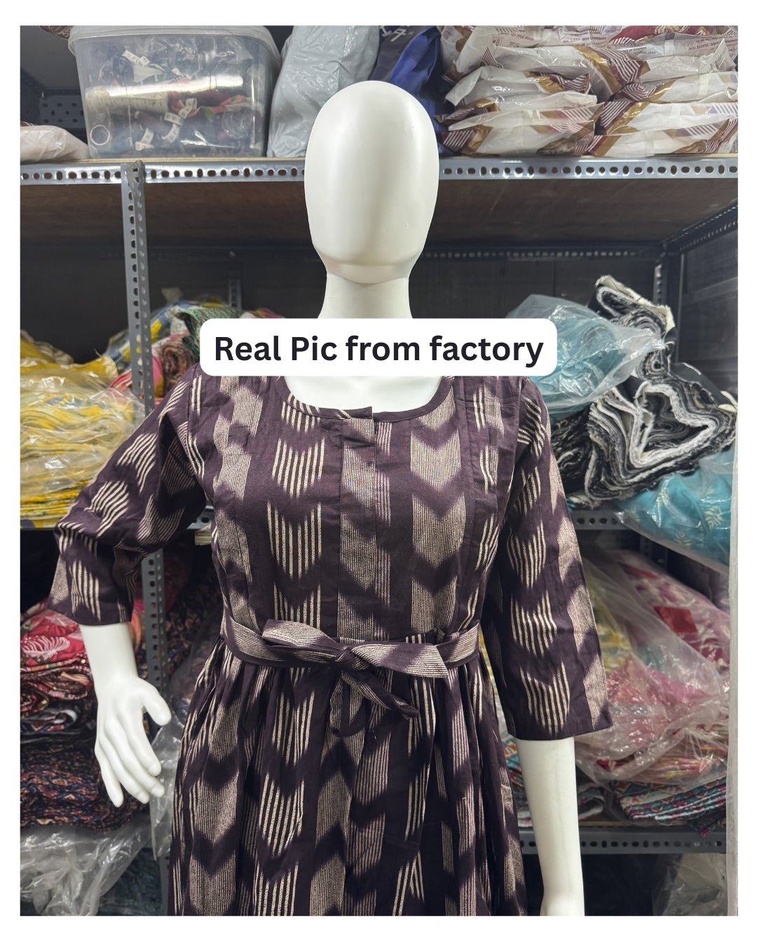 Arrow Print - Purple - Maternity Kurti with Feeding Zips - Cotton Flex - Thicker Fabric