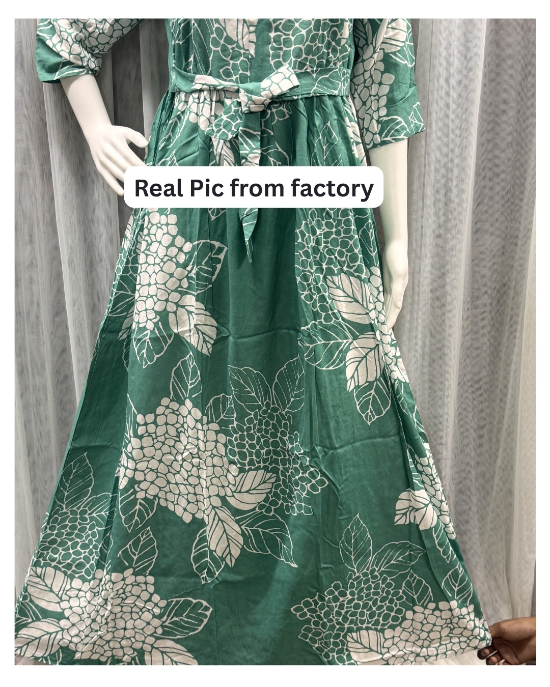 Sea Blue Big Flower - Maternity Kurti with Feeding Zips - Soft Rayon