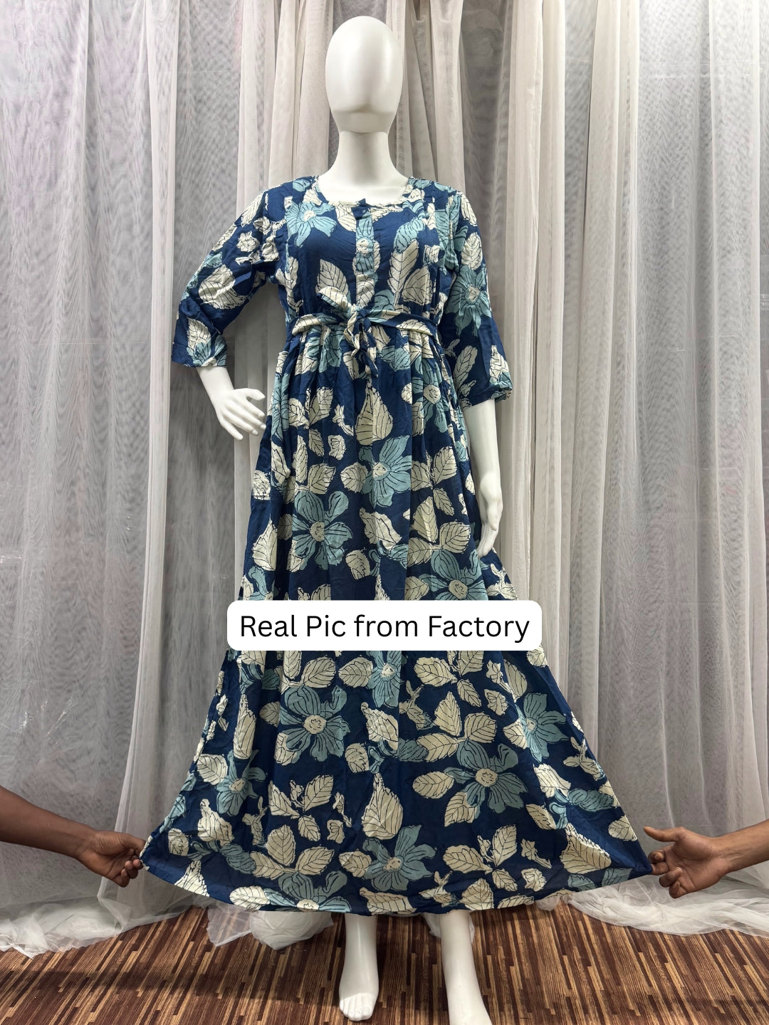 Pastel Blue - Maternity Dress with Feeding Zips - Soft Rayon