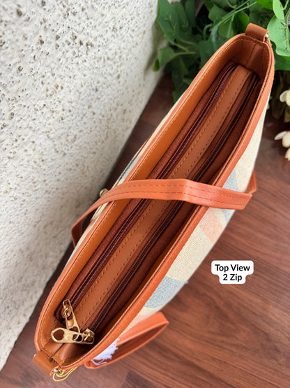 Minsk - 3 zip- Big size - Sling Bag - Stripes Orange