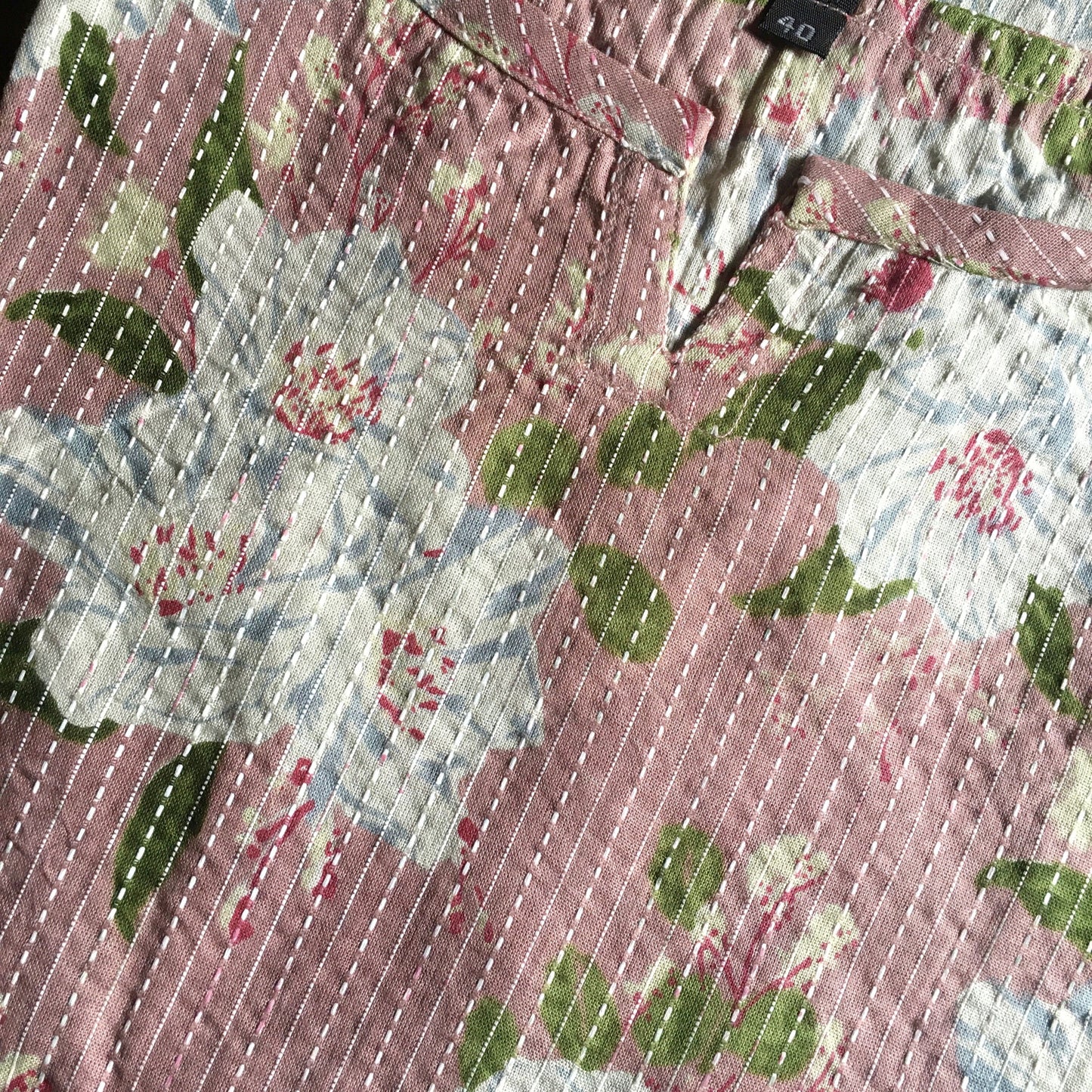Katha work - Classy Flowers - Peach - Cord Set - Pure Cotton