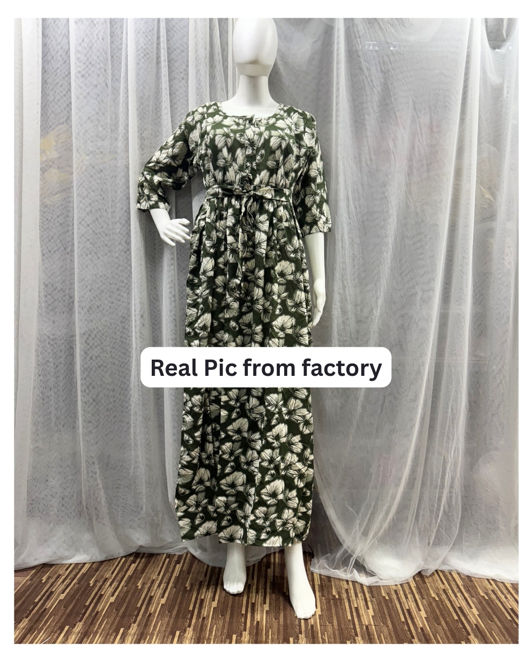 Hibiscus Green Flower - Maternity Kurti with Feeding Zips - Soft Rayon