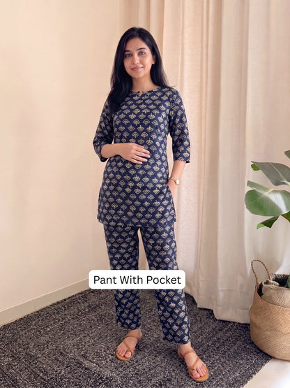 Blue Cream Sunflower - Cord Set - Pure Cotton