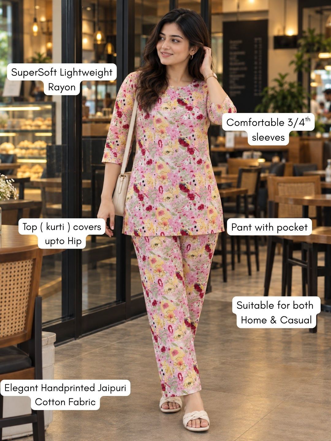 Floral Bliss - Pink - Cord Set - Soft Rayon