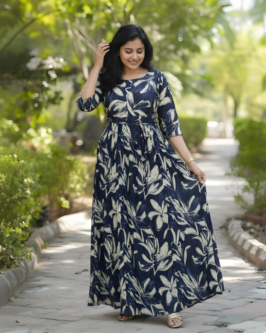 Jasmine Blue - Maternity Kurti with Feeding Zips - Soft Rayon