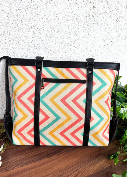 Multi Wave - Office & College Tote Bag with Laptop Compartment