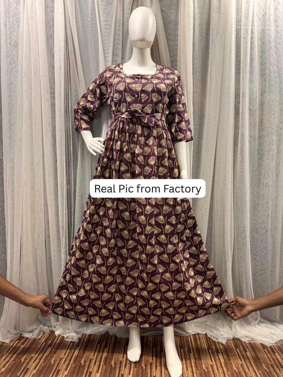 Senna Flower - Purple - Maternity Kurti with Feeding Zips - Cotton Flex - Thicker Fabric