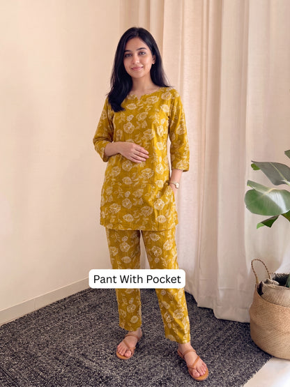Multi Flower Yellow - Cord Set - Pure Cotton