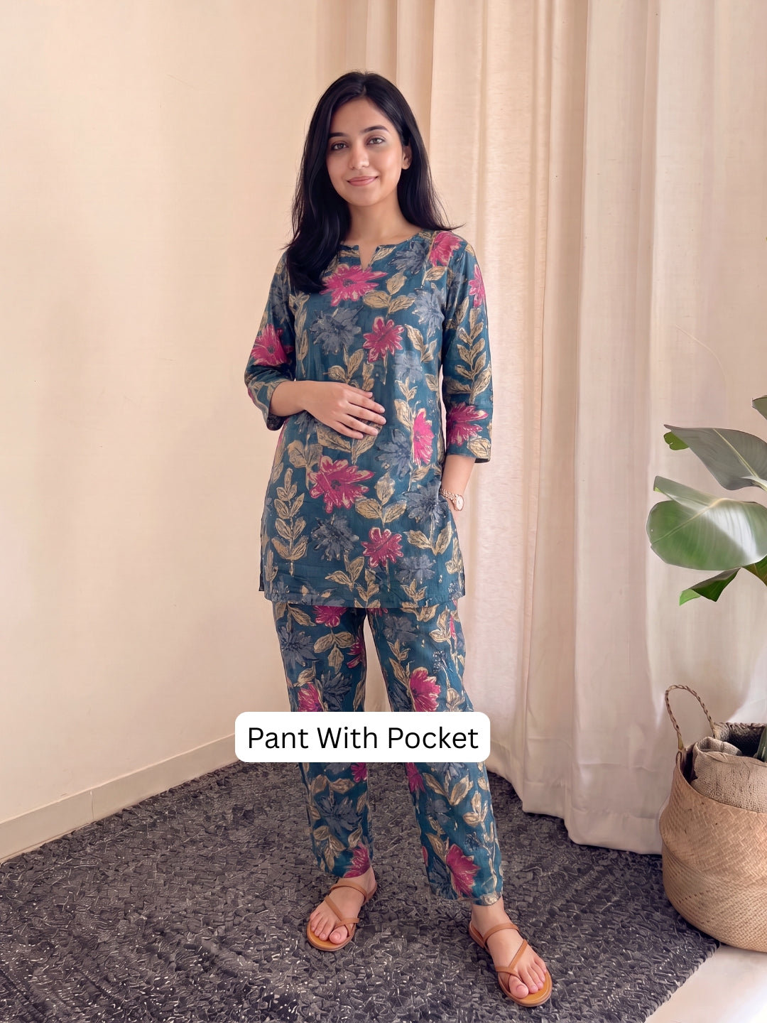 Blue Pink Sunflower - Cord Set - Pure Cotton