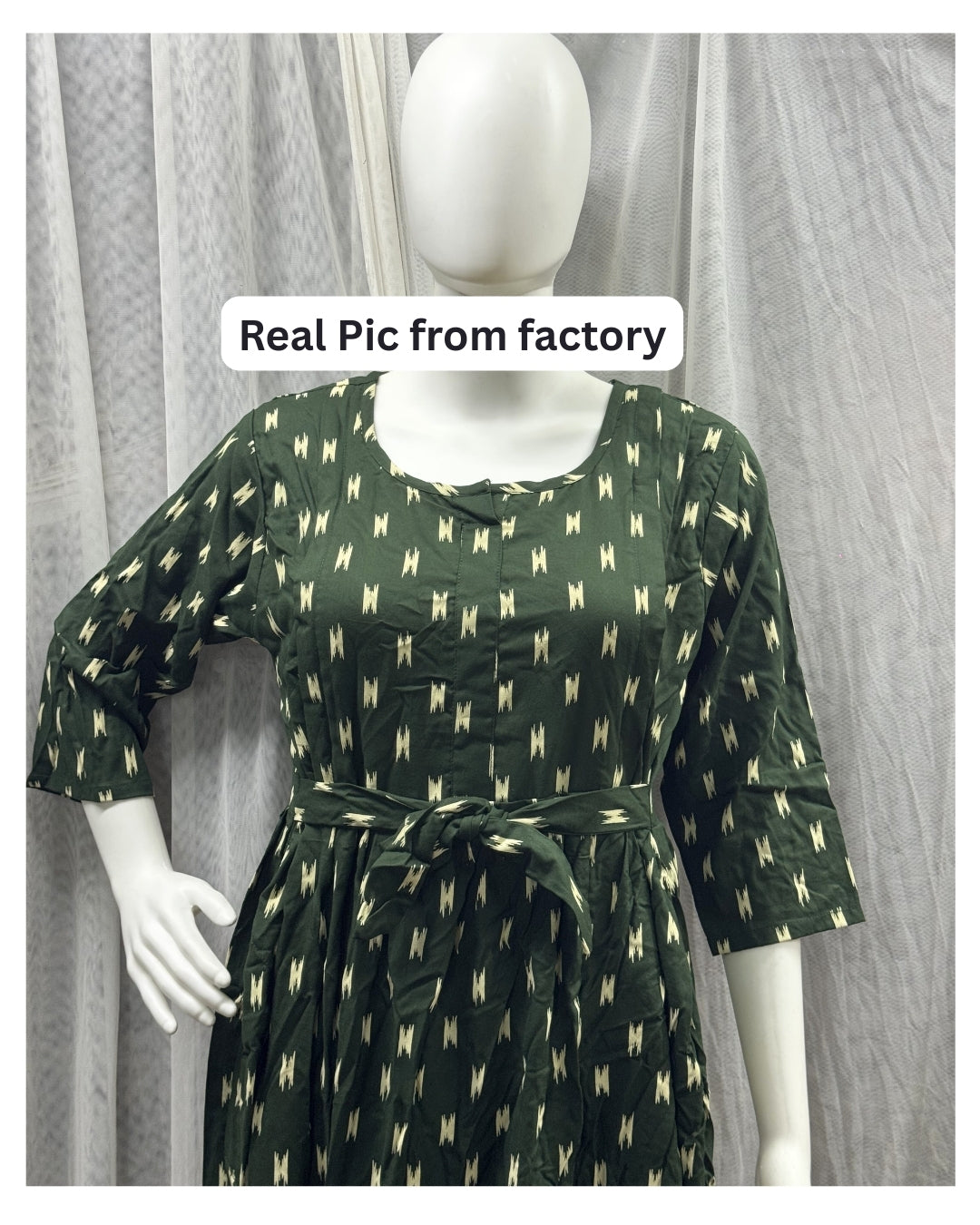 Green Fine - Maternity Kurti with Feeding Zips - Soft Rayon