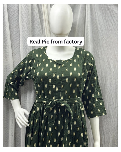 Green Fine - Maternity Kurti with Feeding Zips - Soft Rayon