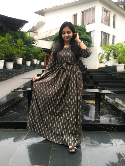 Pine Tree - Dark Grey - Maternity Kurti with Feeding Zips - Soft Rayon