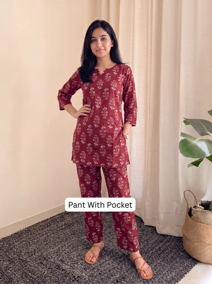 Daisy Maroon - Cord Set - Pure Cotton