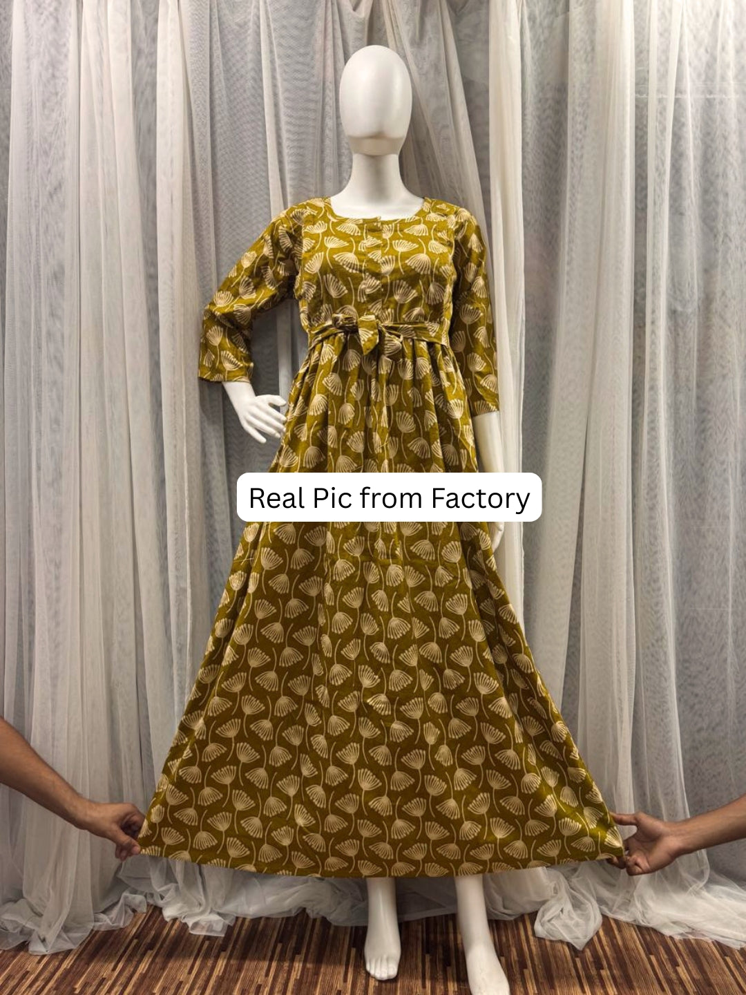 Senna Flower - Yellow - Maternity Kurti with Feeding Zips - Cotton Flex - Thicker Fabric