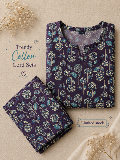 Blue Green Sunflower - Cord Set - Pure Cotton