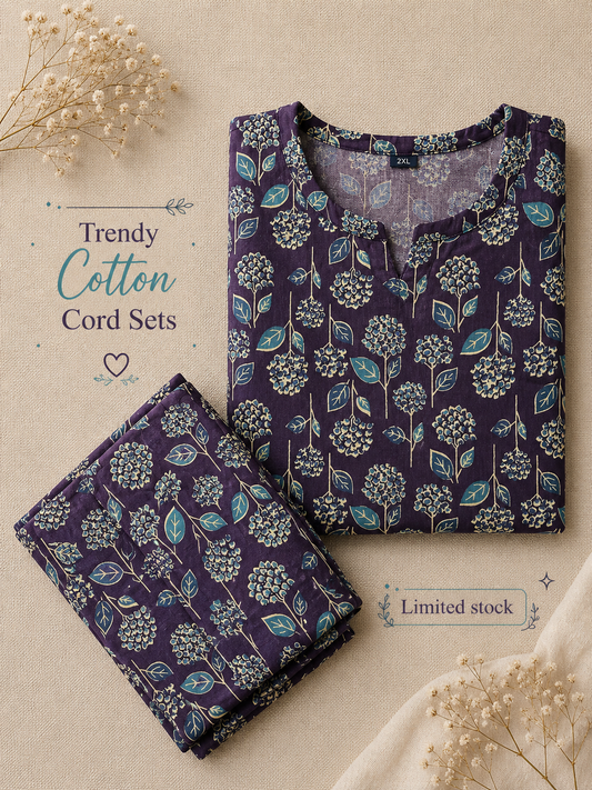 Blue Green Sunflower - Cord Set - Pure Cotton