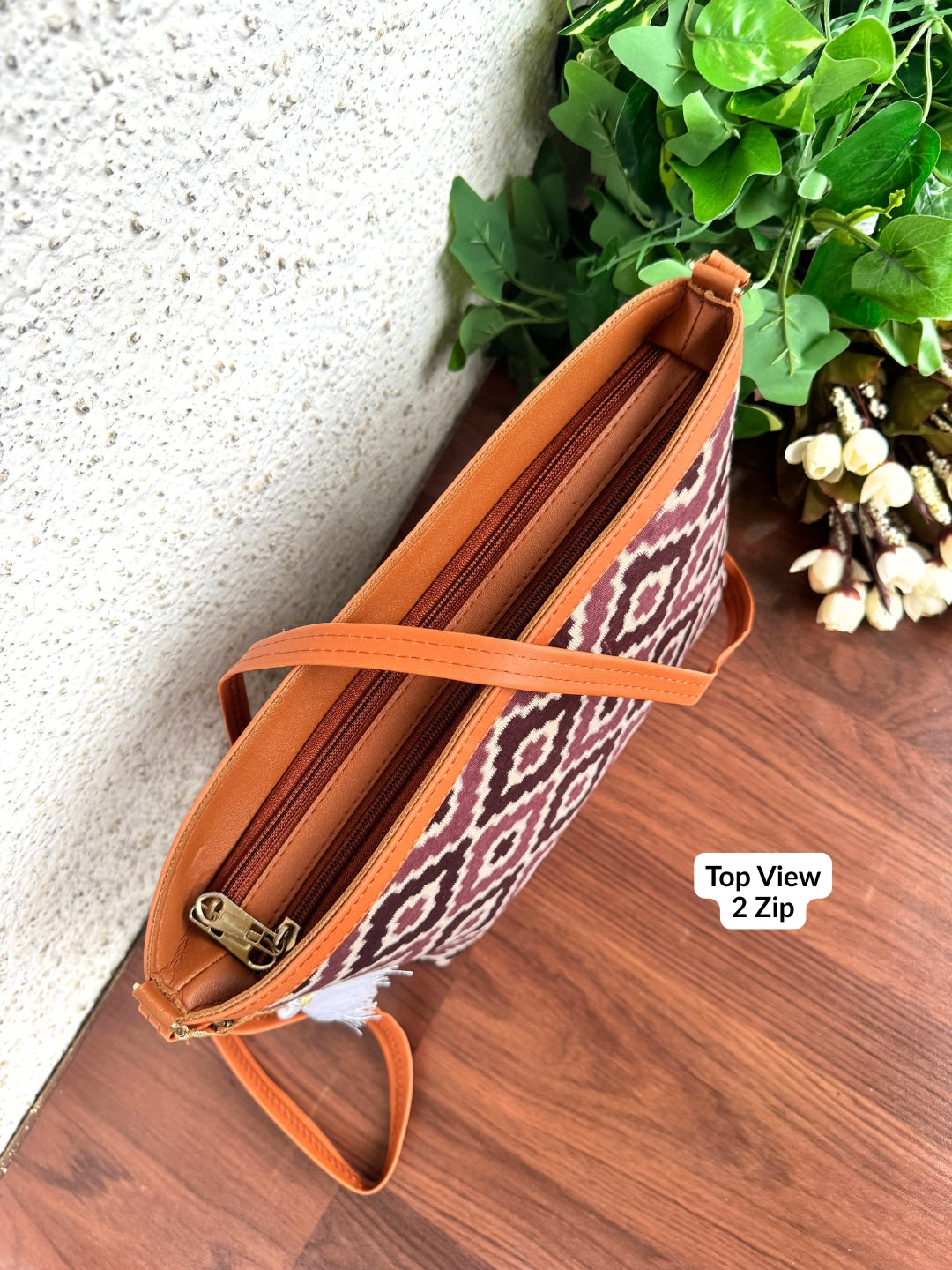 Minsk - 3 zip- Big size - Sling Bag - Dark Purple Squares
