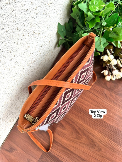 Minsk - 3 zip- Big size - Sling Bag - Dark Purple Squares