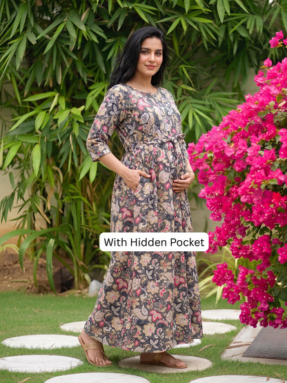 Grey Garden - Maternity Dress with Feeding Zips - Soft Rayon